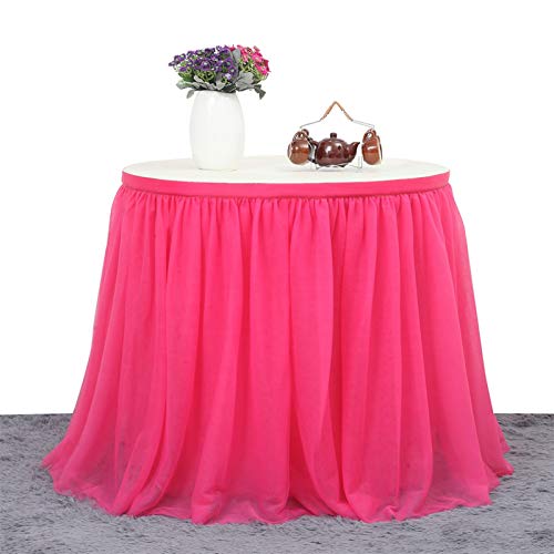 CHENJIAO Falda de mesa de 5 colores de tela para boda, tutú de tul para fiesta de bebé, decoración del hogar, faldón de mesa (color morado)