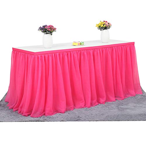 CHENJIAO Falda de mesa de 5 colores de tela para boda, tutú de tul para fiesta de bebé, decoración del hogar, faldón de mesa (color morado)