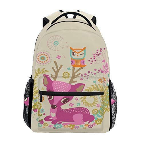 Ciervo Buho Ave Mochila Escolar Impermeable Mochilas Escolares para Estudiante Adolescentes Niñas Niños