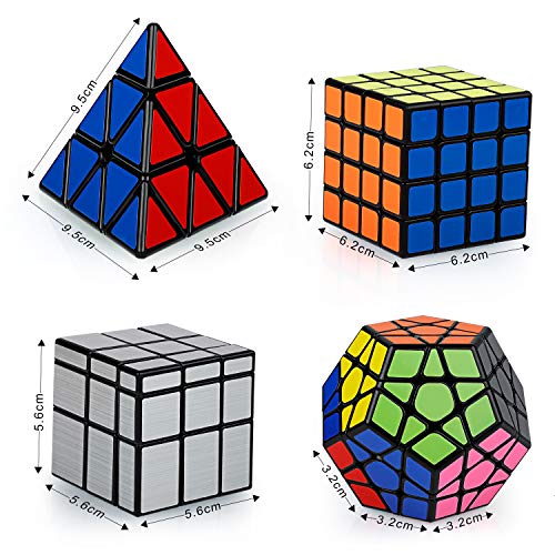 Coolzon Magic Cube Set, 9 Pack Speed Puzzle Cubes Pyraminx + Megaminx + 2x2 + 3x3 + 4x4 + Mirror + Skewb + Fenghuolun + Mini Chain Cube, Luxurious Magic Puzzle Cube Toy Kit for Boys Girls Kids Adults