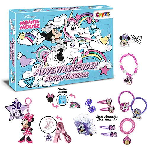 CRAZE Calendario Adviento MINNIE MOUSE Navidad 2021, calendario de juguetes para niñas y niños con contenido creativo y grandes sorpresas 24669