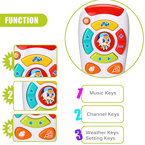 creamsour Juguete teledirigido para 1 año para niños y niñas, juguete de bebé de 12 – 18 meses de aprendizaje temprano para niños de 6 – 18 meses, multifunción, luz y música