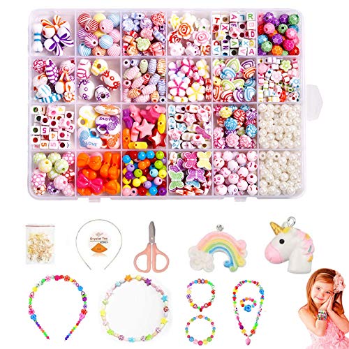 Cuentas Coloridas para Hacer Joyas,Abalorios Perlas de Agua,Abalorios Colores Macrame,Abalorios Colores Plastico,Bricolaje Cuentas,Pulseras Kit,Hacer Joyas para Niños