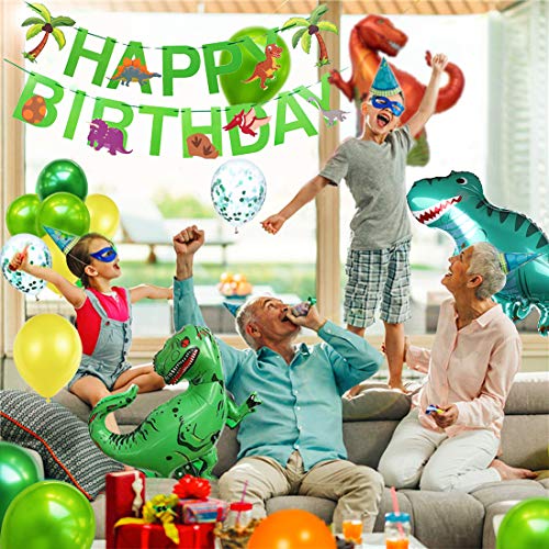 Decoracion Cumpleaños Dinosaurios, Adornos Cumpleaños Dinosaurios，Globos Dinosaurio, Guirnalda Feliz Cumpleaños