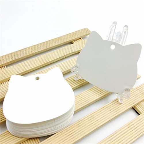 Decoración De Papel Partido 100 Unids/Lote Cabeza De Gato Blanco Negro Marrón Etiquetas De Papel Kraft Artesanía Precio En Blanco Etiqueta Colgante Tarjetas De Regalo De Fiesta De Navidad 5,2 * 6,5