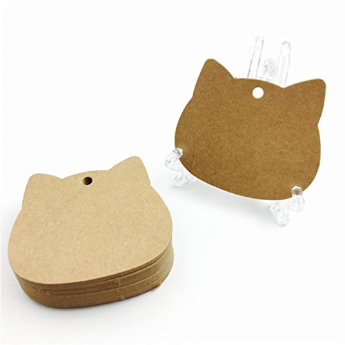 Decoración De Papel Partido 100 Unids/Lote Cabeza De Gato Blanco Negro Marrón Etiquetas De Papel Kraft Artesanía Precio En Blanco Etiqueta Colgante Tarjetas De Regalo De Fiesta De Navidad 5,2 * 6,5