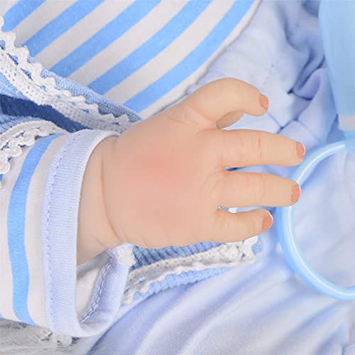 DFGBXCAW Muñecas Reborn de Silicona Hechas a Mano de 55 cm, Juguetes para recién Nacidos, Regalos para niños y niñas, Chupete magnético, Botella de Chupete Gratis, Ojos Azules