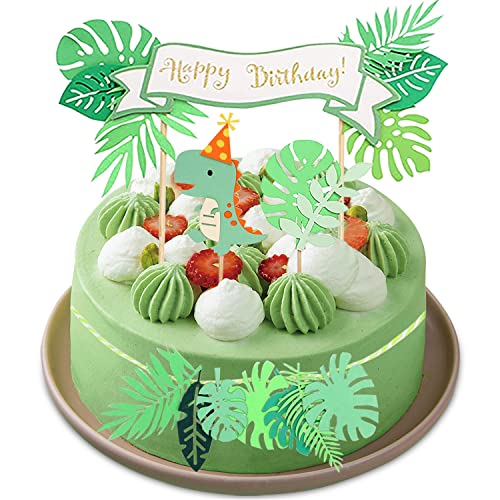 Dinosaurio Cupcake Decoración, 4piezas Decoración para Tartas, Suministros de Fiesta de Dinosaurios, Adecuada para Fiestas Infantiles, Cumpleaños, Baby Bhower, Aniversarios etc