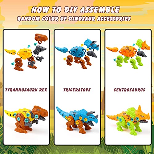 Dinosaurios Juguetes para Niños Huevos de Dinos Dinosaurio Robot con Destornillador Montable Juego Construccion Herramientas Juguete Educativos Regalo para Niños Niñas 3 4 5 6 Años