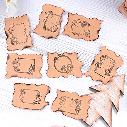 Dizdvizd Sello de Álbum de Recortes de Etiqueta Vintage, Sellos de Madera Creativos, Patrón de Marco Retro con Flores y Elfos, 8 Piezas, 4,5 x 5,4 x 2 cm