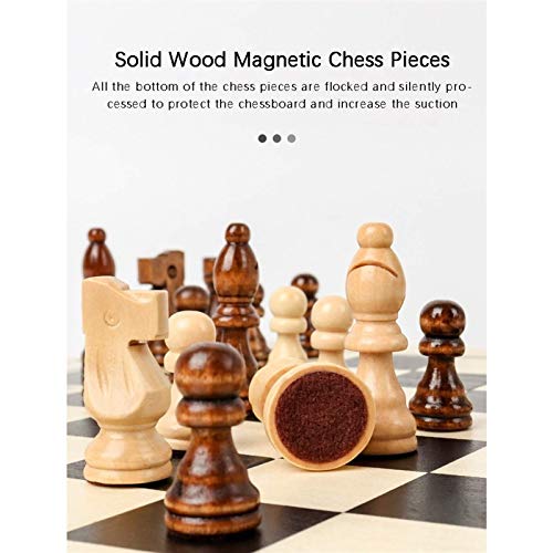 DRSM Juego de ajedrez para Adultos/Caja de Piezas de ajedrez, Piezas de ajedrez de Madera / 2 Queen Extra Gratis, Juegos de ajedrez únicos 2 en 1 y Juego de Tabler