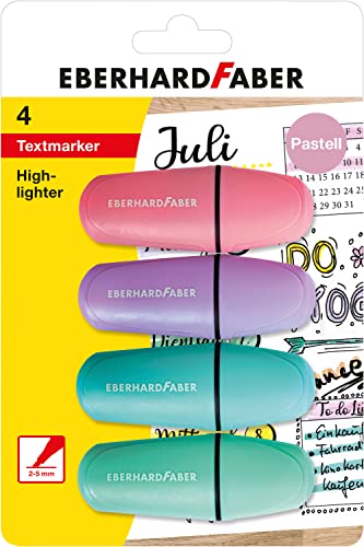 Eberhard Faber 551494 - Rotuladores fluorescentes con punta biselada, 4 unidades, colores pastel