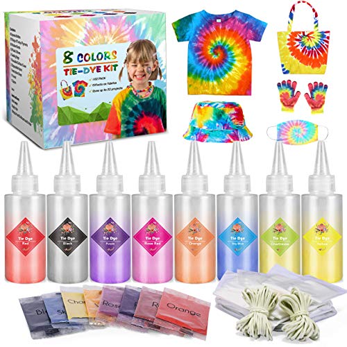 Emooqi Tie Dye Kit, Textiles de Tela 8 Piezas Colores Vibrantes Adecuado para Arte de Bricolaje Tie-Dye para Niños y Adultos (8 Colores)