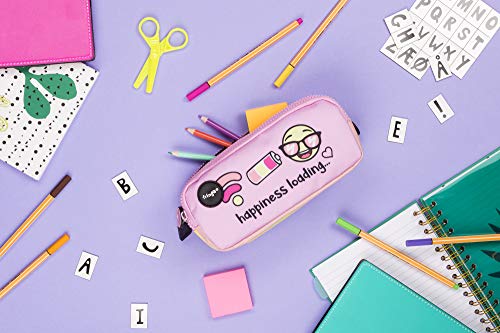 Estuche para lápices de 3 compartimentos FRINGOO, para niños, divertido y bonito, color Happiness Loading - 3 Compartments Large