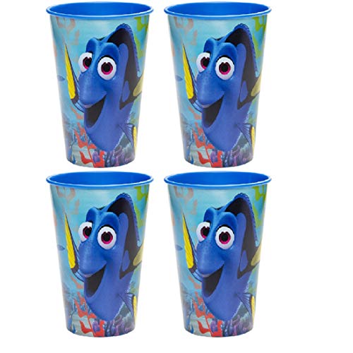 Familienkalender Vaso compatible con Disney Buscando a Dory para niños, 250 ml, apto para microondas, para niños, niñas, niños, regalo, sin BPA, 4 vasos