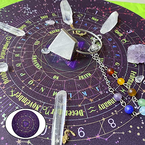 freneci Redondo Bordado Terciopelo Franela Altar Tarot Mantel Tapiz Astrología Bruja Juegos de Cartas Constelaciones Mantel Púrpura 8.66 ''