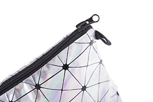 Fringoo holográfica estuche escuela organizador monedas tipo cartera soporte de documentos bolígrafo bolsa de viaje de piel, color Holographic Triangles Small