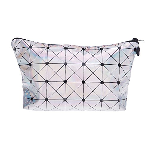 Fringoo holográfica estuche escuela organizador monedas tipo cartera soporte de documentos bolígrafo bolsa de viaje de piel, color Holographic Triangles Small