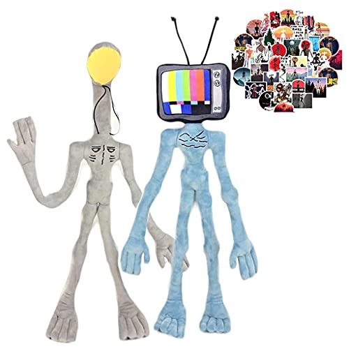 Frotox Siren Head Doll Toy Accesorios de acompañamiento Decoración de la habitación del bebé Muñeco de Peluche ecológico Juguetes agradables, farola Gris y Cabeza de TV Azul