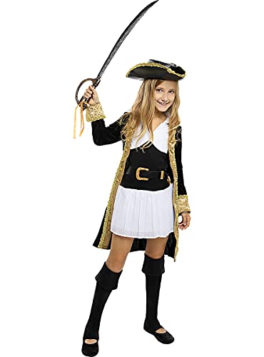 Funidelia | Disfraz de Pirata Deluxe- Colección Colonial para niña Talla 10-12 años ▶ Corsario, Bucanero - Color: Negro - Divertidos Disfraces y complementos