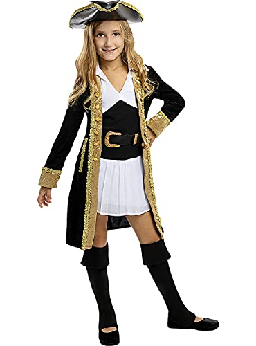 Funidelia | Disfraz de Pirata Deluxe- Colección Colonial para niña Talla 10-12 años ▶ Corsario, Bucanero - Color: Negro - Divertidos Disfraces y complementos