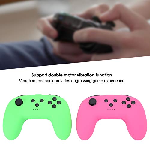 Gamepad con Mango de Juego con batería de Litio de 350 mAh incorporada para Consolas de Juegos Switch(Green + Pink, Pisa Leaning Tower Type)