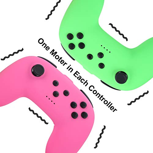 Gamepad con Mango de Juego con batería de Litio de 350 mAh incorporada para Consolas de Juegos Switch(Green + Pink, Pisa Leaning Tower Type)