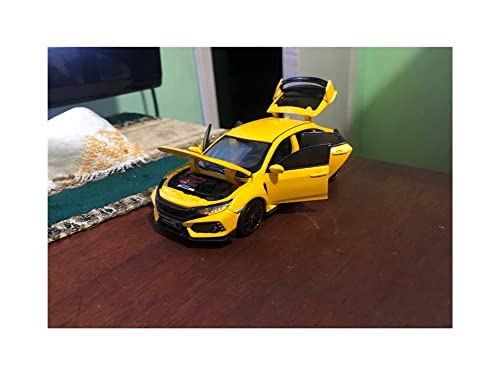 GEBAN Vehículo a Escala 1:32 For C-IVIC Tipo-R Diecasts & Toy Vehicles Metal Car Modelo Amortiguador Sound Light Collectibles Toys Toys Regalo (Color : Yellow)