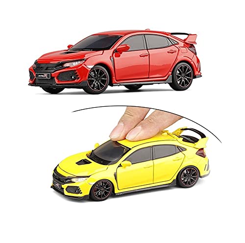 GEBAN Vehículo a Escala 1:32 For C-IVIC Tipo-R Diecasts & Toy Vehicles Metal Car Modelo Amortiguador Sound Light Collectibles Toys Toys Regalo (Color : Yellow)