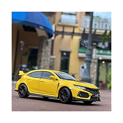 GEBAN Vehículo a Escala 1:32 For C-IVIC Tipo-R Diecasts & Toy Vehicles Metal Car Modelo Amortiguador Sound Light Collectibles Toys Toys Regalo (Color : Yellow)