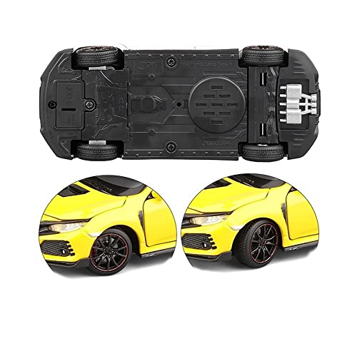 GEBAN Vehículo a Escala 1:32 For C-IVIC Tipo-R Diecasts & Toy Vehicles Metal Car Modelo Amortiguador Sound Light Collectibles Toys Toys Regalo (Color : Yellow)