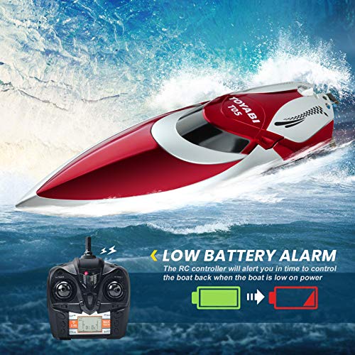 GizmoVine Barco Teledirigido, Barco RC de Alta Velocidad, Barcos de Carreras de 25 Km / H 2,4 GHz con 2 BateríAs Recargables Alarma de BateríA Baja, RecuperacióN de Vuelco para NiñOs, NiñAs y Adultos
