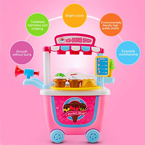 GizmoVine Niños Juguetes Niñas Pretender Juguete 2+ 3+ años, 31pcs Simulación Helado de Coches Juguete Llevar Regalos de cumpleaños Caja de Juguete Kits para Chicas Chicos