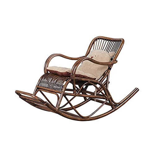 GJHK Silla Mecedora de Ocio Silla de Mimbre Silla Mecedora Silla reclinadora casa al Aire Libre balcón jardín Anciano Silla fácil 125x55x92cm (Color: b)