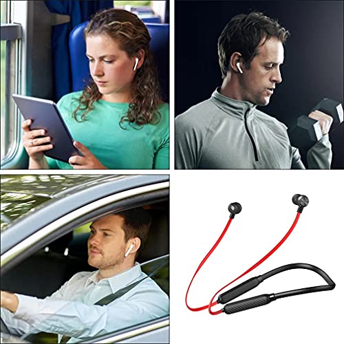 Greatangle-UK ZB01 Auriculares para Deportes Auriculares inalámbricos Bass In Ear con micrófono Reducción magnética de Ruido Auriculares Deportivos para Correr Negro Rojo 65cm