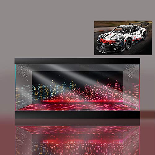 GUDA Vitrina acrílica para Lego 42096 Technic Porsche 911 RSR, con luz (no incluye kit Lego)