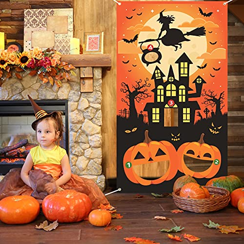 HAKOTOM Lanzamiento Halloween Toss Game Decoracion Calabazas Fiesta Articulo para Niños Interiores Juego Y Exteriores Festival con 3 Bolsas Juegos Pufs Lanzar Saco Terrero Infantil Carteles Carnaval.