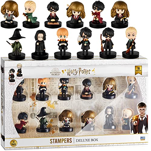 Harry Potter Stamps | Harry Potter Gifts in 1 Deluxe Box | Collect All 16 Harry Potter Toys | Harry Potter Accessories w/ The Most Beloved Characters | Mini Toys for a Harry Potter Party | by P.M.I.