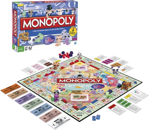Hasbro 03601100 - Juego de Mesa Monopoly (en alemán), diseño de Littlest Pet Shop