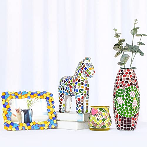 HEALLILY 1 Bolsa de Vidrio Mosaico Azulejos de Mosaico Piezas de Mosaico Chips de Piedra Manualidades Coloridas Trozos de Vidrio Manchado Trozos de Cristal Embellecimiento para La