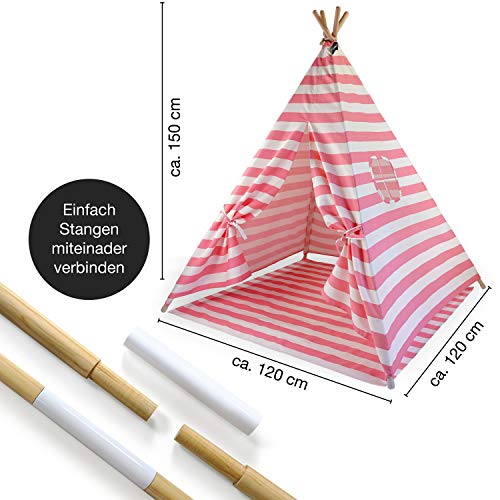Hej Lønne Tipi - Tienda de campaña para niños (120 x 120 x 150 cm, Incluye Bolsa e Instrucciones, no Contiene sustancias nocivas)