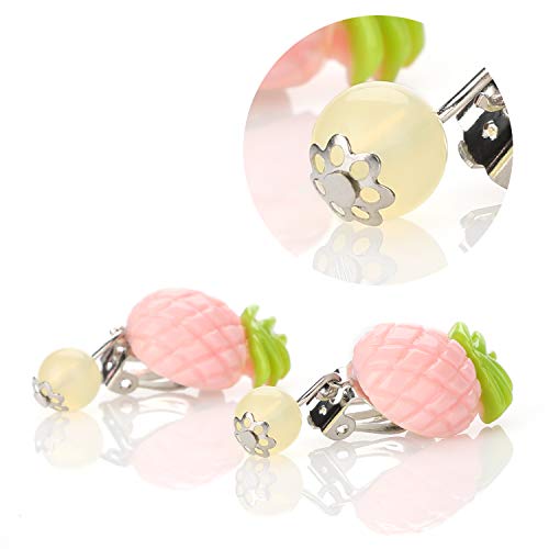 Hifot 14 pares Pendientes de clip Pendientes de diseño sin perforaciones Vestir accesorios de joyería princesa para niñas niños pequeños en 2 cajas claras