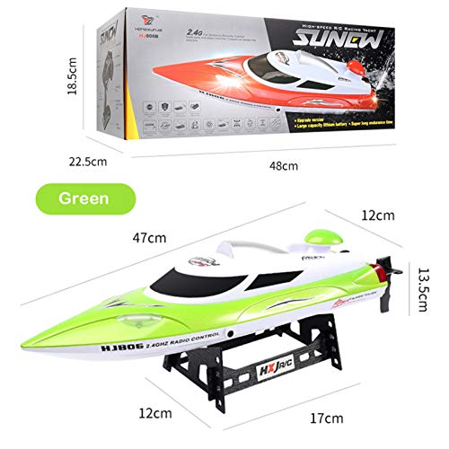 HONGXUNJIE Barco Teledirigido Lancha para Adultos y Niños Teledirigida RC Boat,Lancha de Carreras Electrónica de Alta Velocidad,2.4G 180° Flip/25/35KM/H,Regalos Niños (806B-Greed)