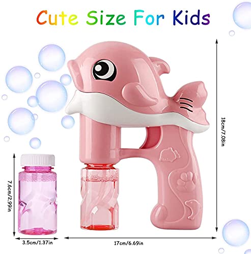 HUA Maquina Burbujas,Maquina Burbujas para Niños,Soplador de Burbujas,Maquina Burbujas de Jabon Ninos,Maquina Pompas JabonMáquina de Burbujas Automática con Luces y Música（rosado）