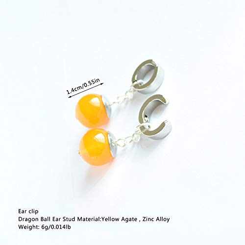 I3C Pendientes Vintage de Anime Bola de Dragón con Incrustaciones de Ágata Amarilla Perlas Redondas Pendientes de Gancho Unisex para la Oreja para Hombres Mujeres y Fan de Anime