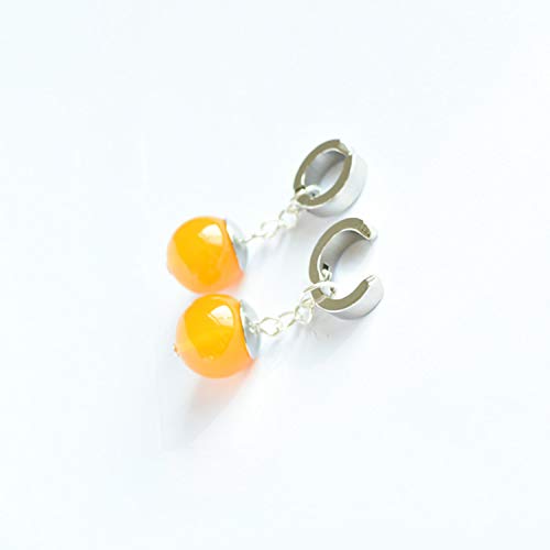 I3C Pendientes Vintage de Anime Bola de Dragón con Incrustaciones de Ágata Amarilla Perlas Redondas Pendientes de Gancho Unisex para la Oreja para Hombres Mujeres y Fan de Anime