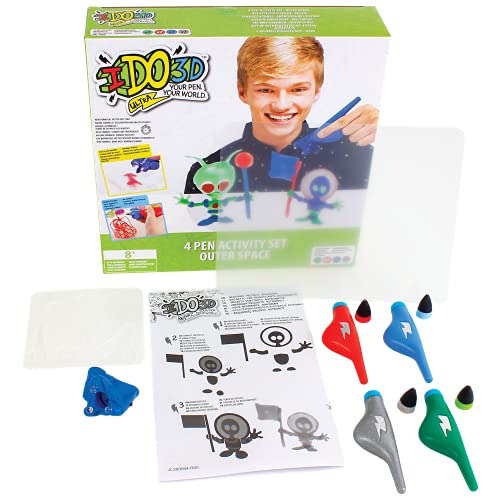 IDO3D ULTRA-IDO3D Ultra-Juego de 4 bolígrafos-Espacio Exterior, Multicolor (Flair Leisure Products DD001300)