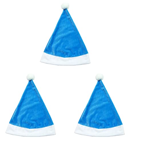 ifundom Decoraciones de Navidad 3 unids Blue Santa Claus Hat Christmas Hat Canto Decoración para niños Adultos Navidad Festival Decoración Bolsa de regalo
