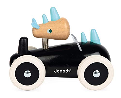 Janod- Rony Coche de Madera Maciza Lacada, Multicolor (Juratoys J04492)