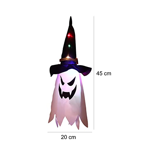 JHYFT Cuerda de Halloween DIRIGIÓ Luces, Decoraciones de Sombrero DIRIGIÓ Luz Intermitente Decoración de Halloween Colgando Fantasma Brillante iluminada para el Patio de Porche de árbol al Aire Libre